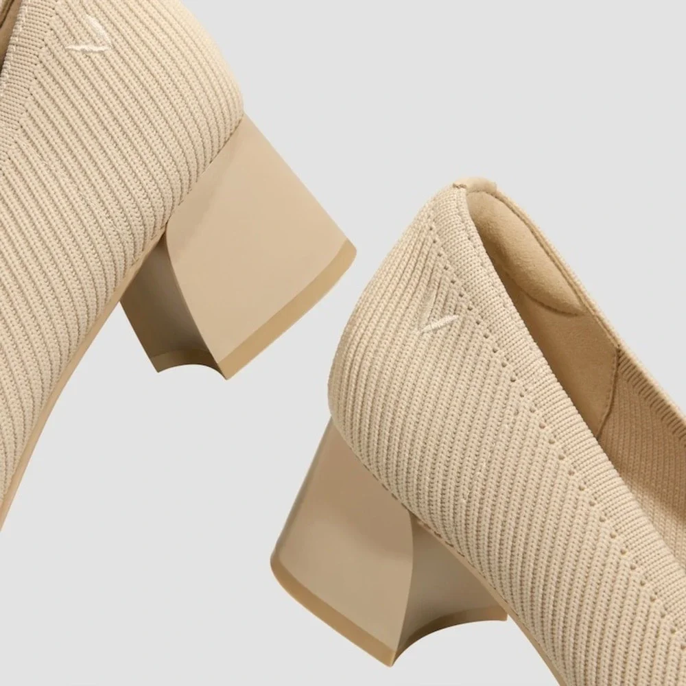 VIVAIA Knit Pumps Block Heel‎ Comfortable Classic Shoes size EU/35 US/5
